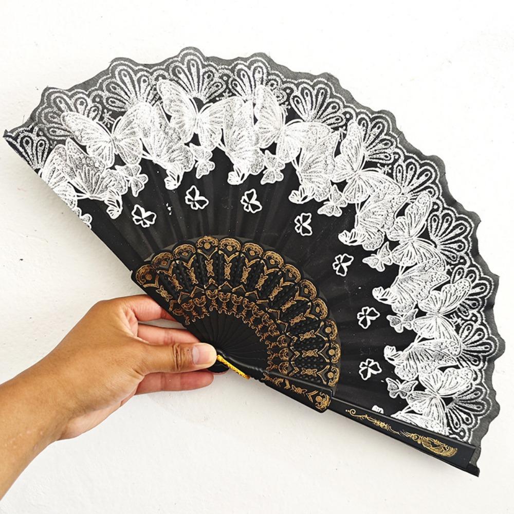 Embroidered Folding Fan Hot Stamping Handheld Fan Gifts Hand Held Party Decoration