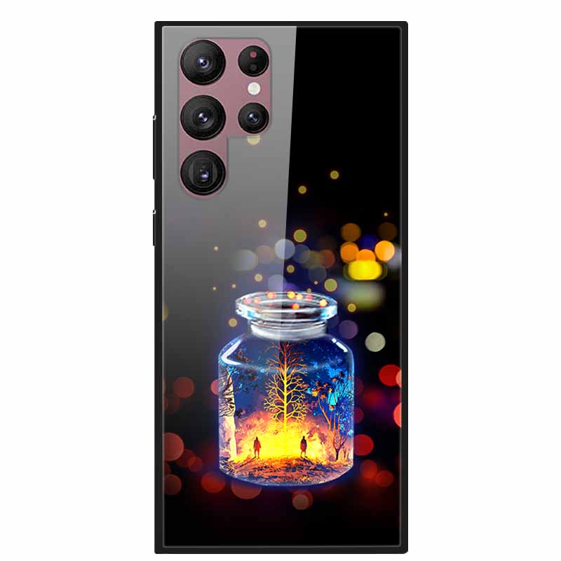 For Samsung Galaxy S22 Ultra 5G Phone Case Tempered Glass Back Cover Hard Case For Samsung  S22 Plus S 22 Capa Shell Funda Coque