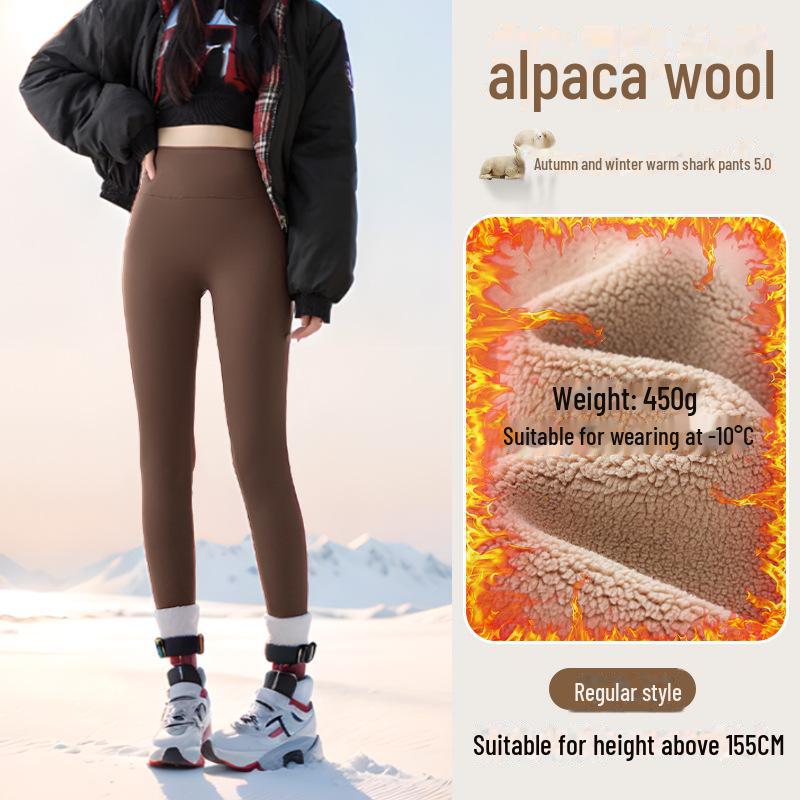 Women's Plush Shark Pants: Cozy High-Waist Barbie Yoga Leggings for Autumn & Winter