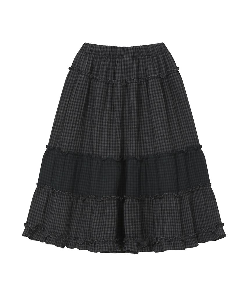 BAUF Vintage Frill Skirt [Black Check]