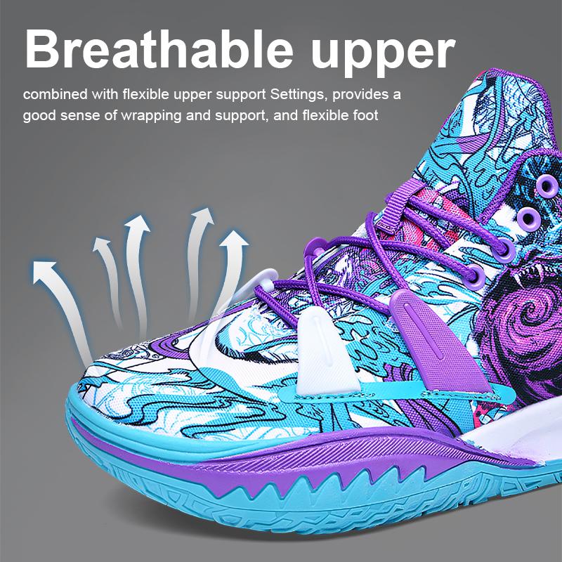 Mens Basketball Shoes Non-Slip Breathable Outdoor Sneakers Fashion Graffiti Sports Training Shoes for Running Walking