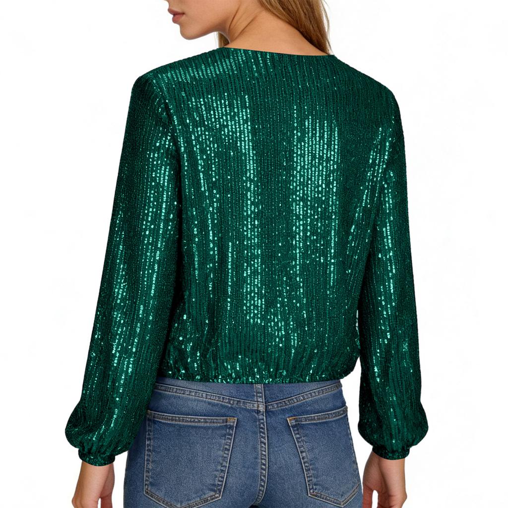 Women Sequin Long Sleeve Sparkly Glitter Jacket Coats