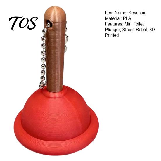Toilet Plunger Clicker Mini Keychain, 3D Printed Finger Toy, Backpacks Handbag Purse Charm, Gag Gift Charm