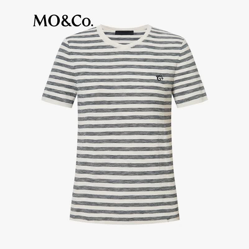 MO&Co. C+ Series Striped Short Sleeve Knit Top