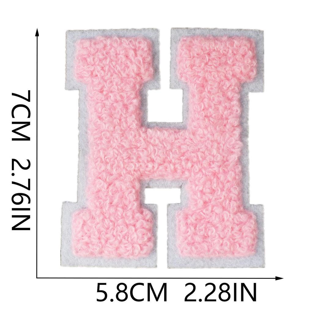 Roaring Sky A-Z Pink Chenille Embroidery Patch: 7cm Iron-on Sticker for Bags