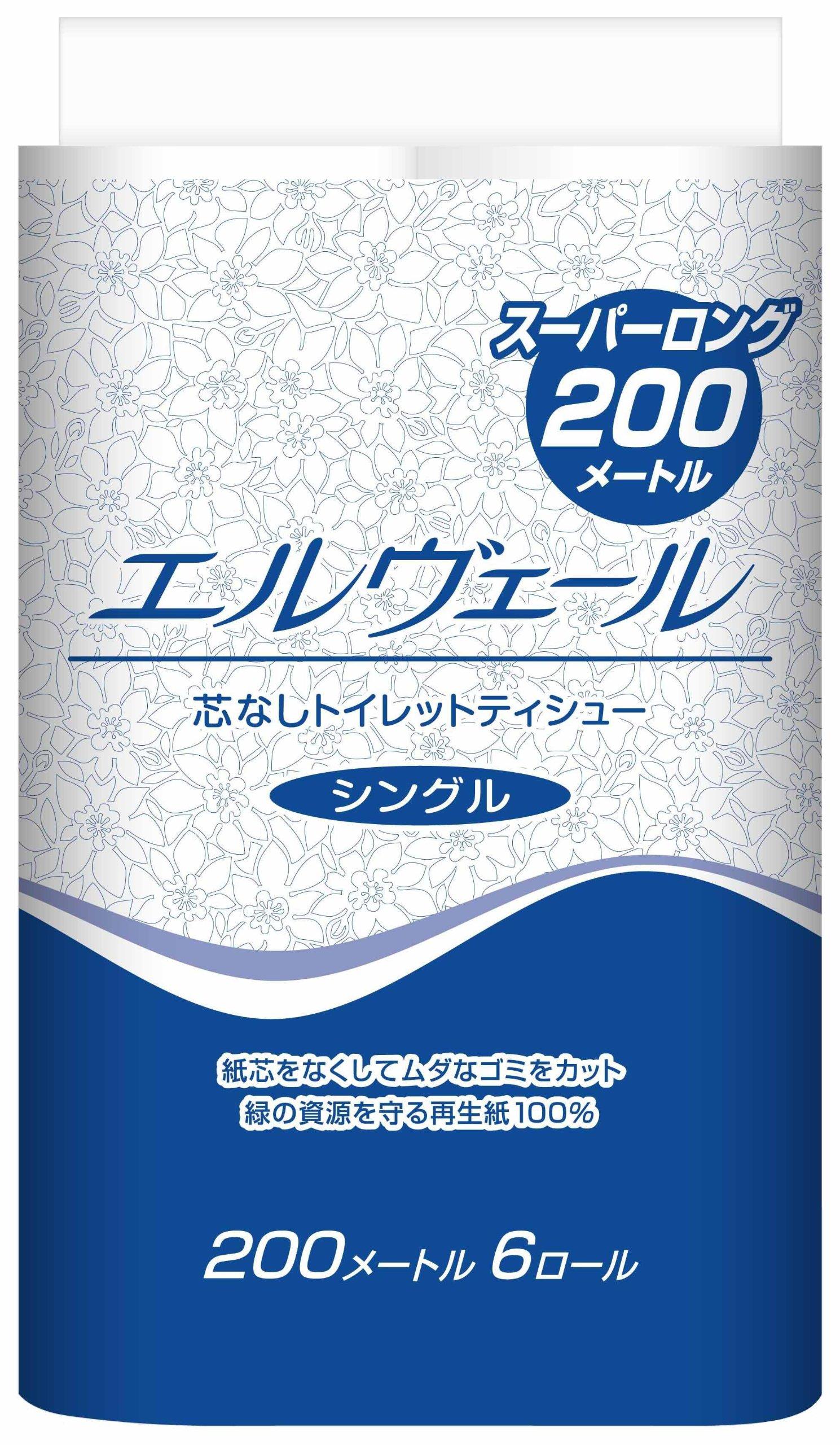 

Туалетная бумага без сердцевины Daio Paper Elver 200м x 6R (Один)