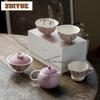 80ml Hand-painted Wisteria Teacup Elegant Tea Bowl Tea Cup Set Tea-tasting Fragrance Cup Chazhan Master Cups Household Teaset