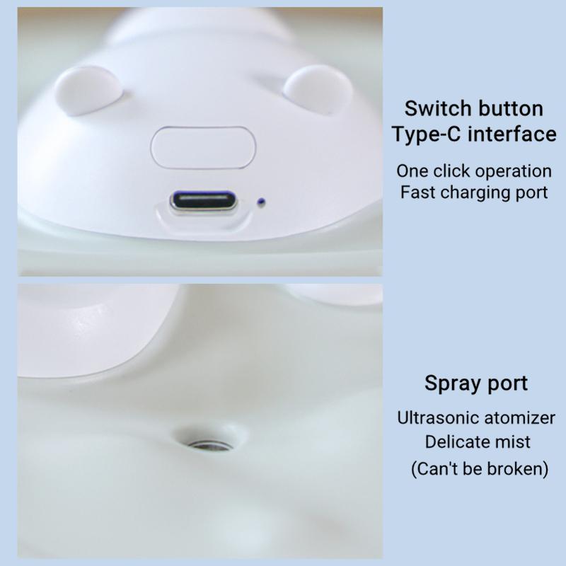 450ml Lovely Bath Bear Air Humidifier Usb Charging 2000mah Battery Powered Wireless Ultrasonic Cool Mist Maker Water Diffuser