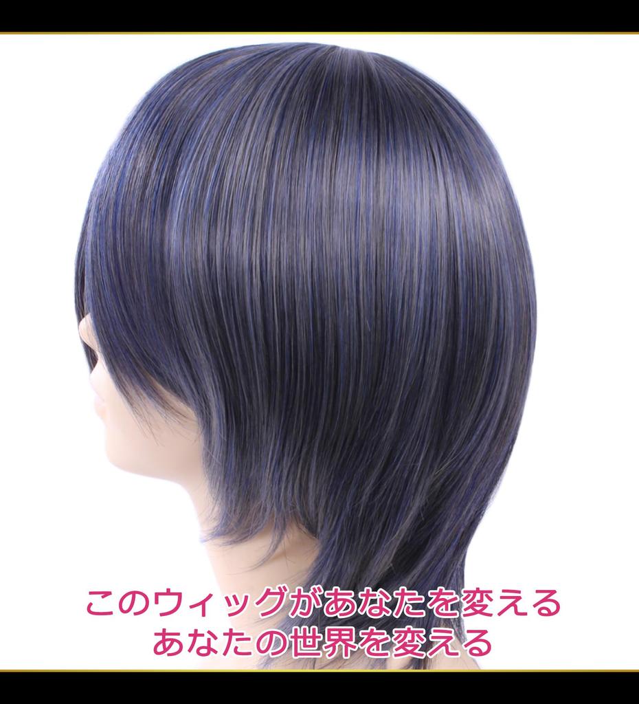 CaseEden Cosplay Wig, Premium Short, Blueish Dark Gray/Charcoal Gray, 6164