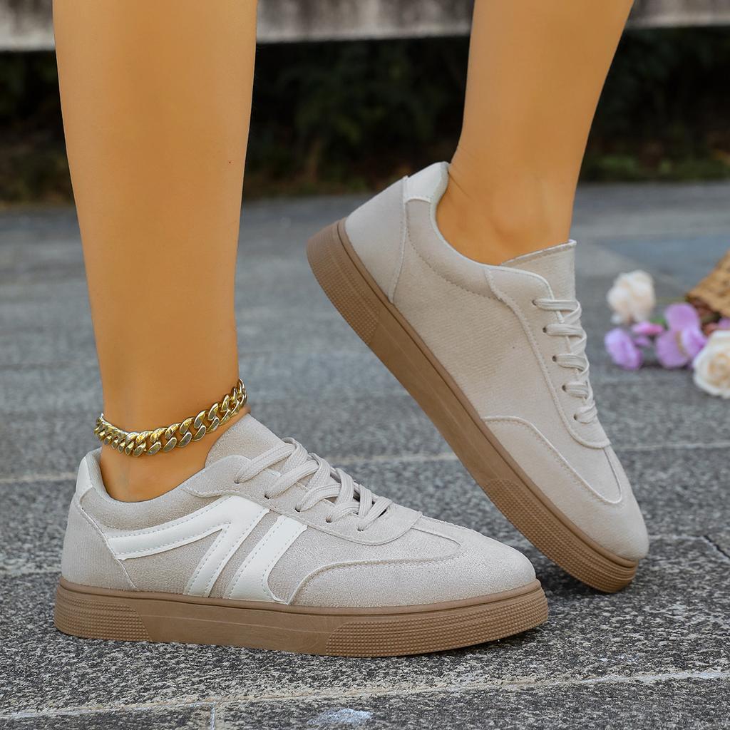 Fashion Women Tennis Sneakers Flats Ladies Fashion Mixed Colors Lace-up Vulcanized Shoes Women Spring Autumn Baotou Outdoor Sneakers