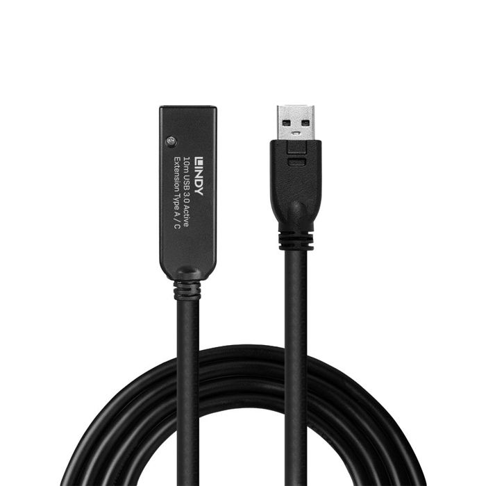Rallonge USB 3.0 - LINDY - 10m - Type A Vers C - PVC Faible Toxicité - Plaqué or