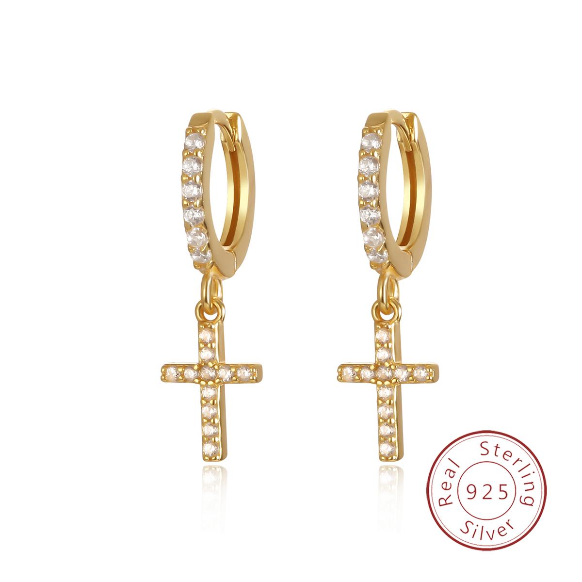 

Серьги из стерлингового серебра S925 с геометрическим крестом и серебряными ювелирными серьгами с бриллиантами