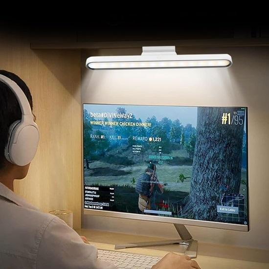 Plast Magnetisk Hybel LED Lampe USB Oppladbar Skrivebordslampe Dimmbar Berøringskontroll Studiebruk Nødbruk, Hvit