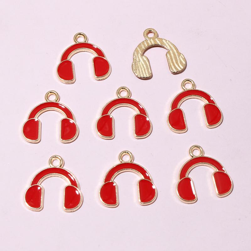 20pcs 15x14.5mm Enamel Cute Earphone Headphones Charms Pendant DIY Jewelry Making Accessories for Bracelet Earrings Keychains