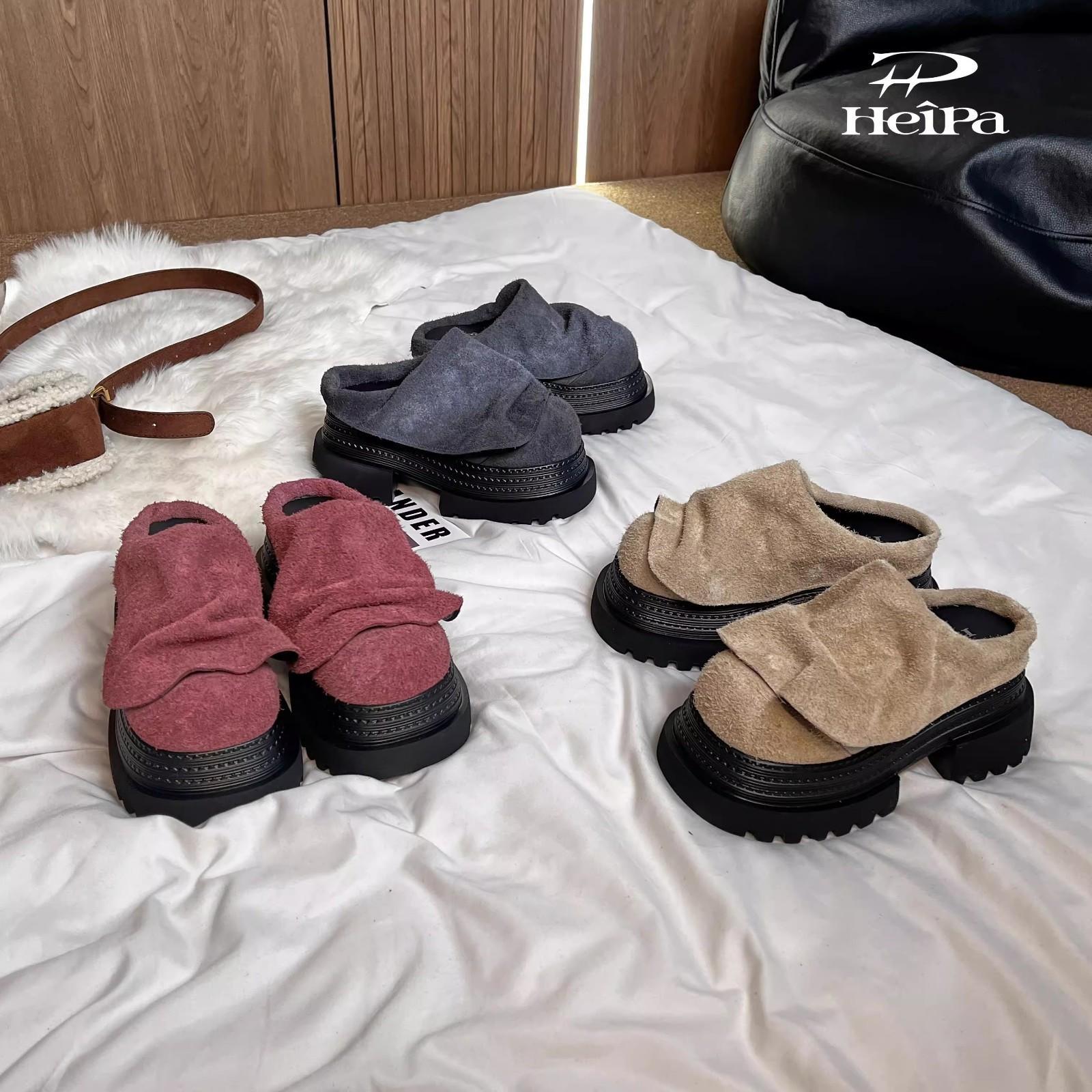 

Lazy height increase fashion personality versatile bag head slippers new retro one-pedal thick-soled slippers 40