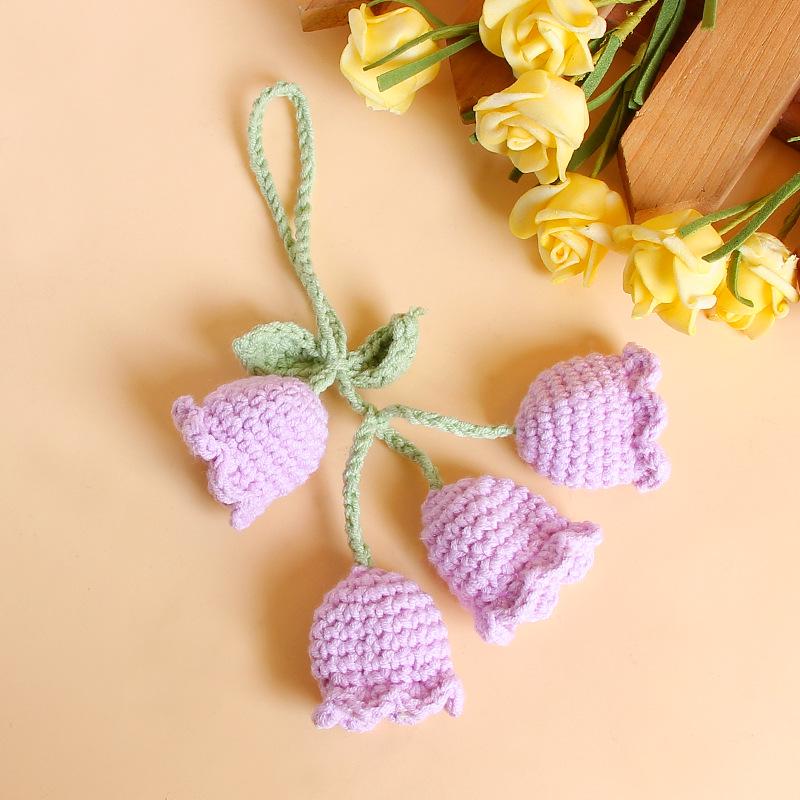 Lily of the Valley Woolen Bag Charm with Preserved Flowers – Girlish Heart Keychain Gift