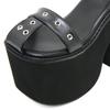 Gdgydh Summer Wide Fit Heeled Sandals Women Metal Rivet Punk Wedge Heels Platform Sandals Ankle Strap Ladies Cosplay Shoes