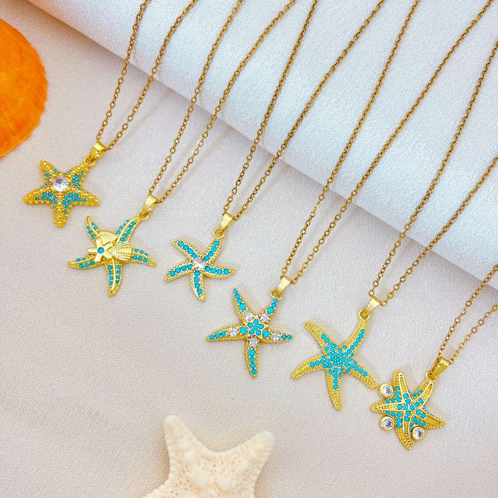 Necklace Ocean Wave Sea Star Oyster Necklace Accessory Women's Simple Design Accessory