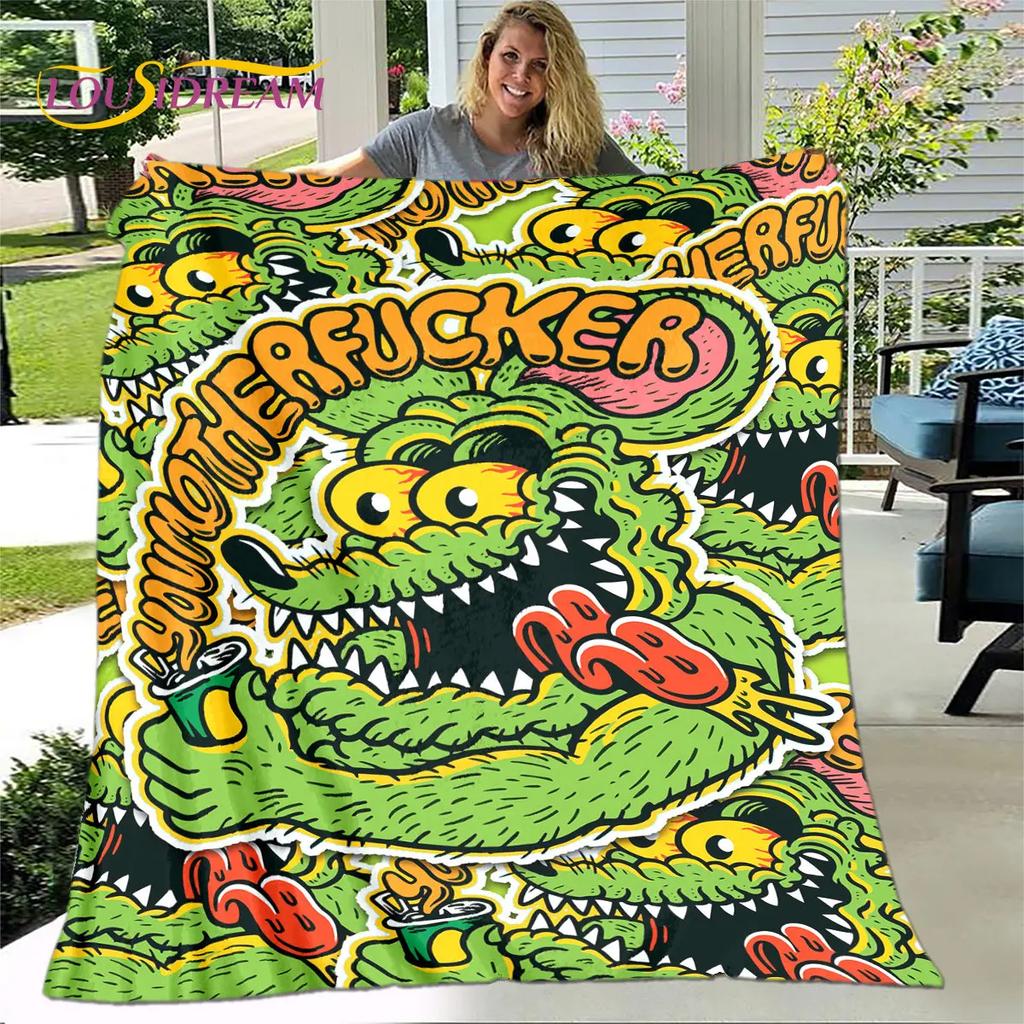Funny Rat Fink Cartoon Soft Plush Blanket,Flannel Blanket Throw Blanket for Living Room Bedroom Bed Sofa Picnic Cover Bettdecke