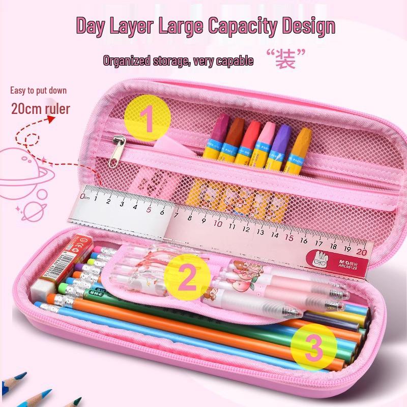 Ruby 3D Girls' Cute Multifunctional Pencil Case - Large Capacity for Elementary Students