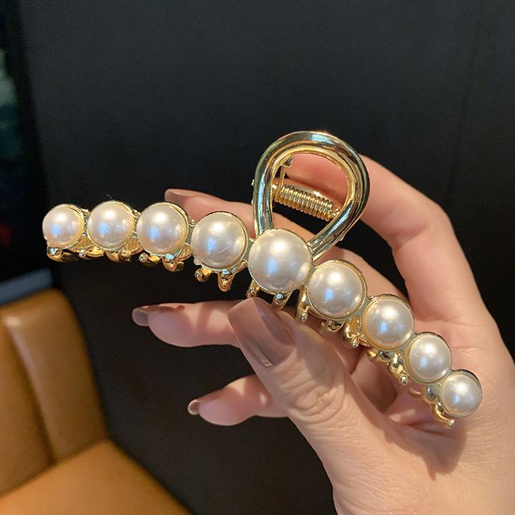 

Корейская ретро заколка-краб для волос с французским жемчугом - Элегантный металлический аксессуар для волос для женщин