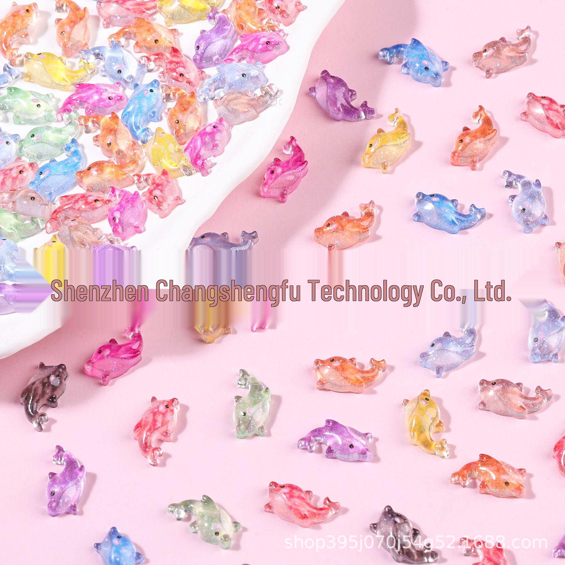 Multi-color Transparent Glitter Dolphin Nail Art Ornaments & DIY Accessories Light Blue