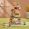 Japanese Mini Block Street View Folding Food Street Octopus Barbecue Ice Shop Assembly Building Block Toys Christmas Gift