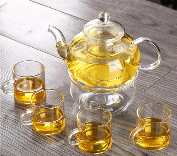 8-Piece Heat-Resistant Borosilicate Glass Tea Set with Flower Teapot – Perfect for Business Gifts