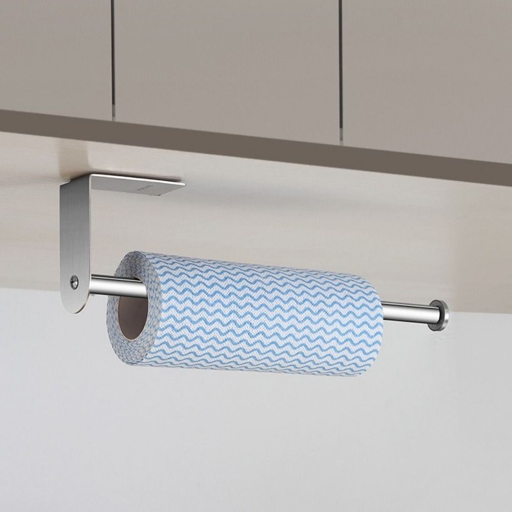 Adhesive or Screw-in Paper Towel Holder Wall Mounted Cling Wrap Holder for Bathroom