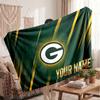 Green Bay Packers Flannel Blanket, Custom Name Text Personalized Soft Throw Blanket Home Decor Gift