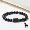 Twelve Constellations Beaded Elastic Bracelet For Men And Women With Black Matte Agate For Travel Gifts