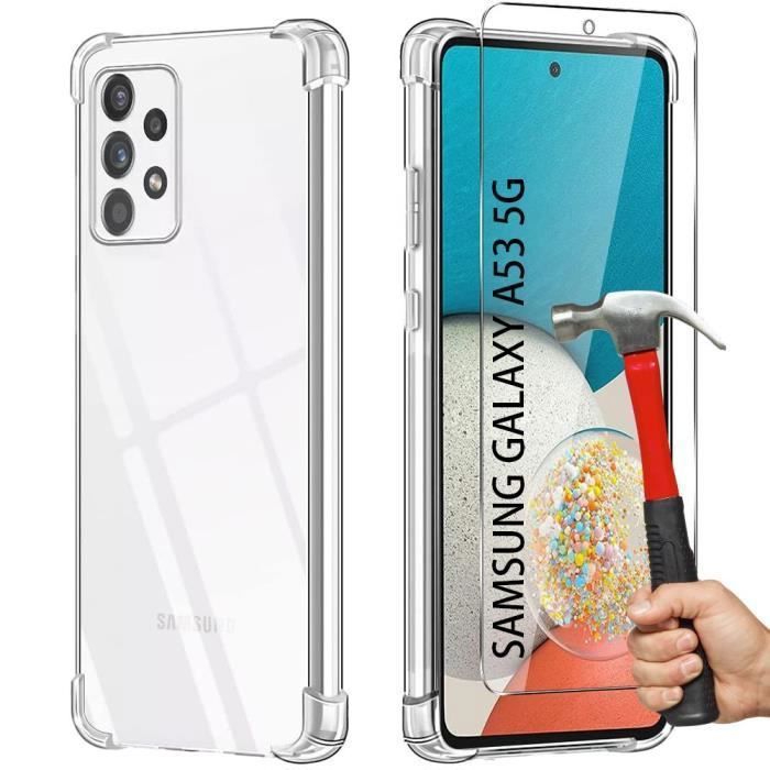 Coque de protection souple antichoc pour Samsung Galaxy A53 5G - BOOLING - Transparent - 2 verres trempés inclus