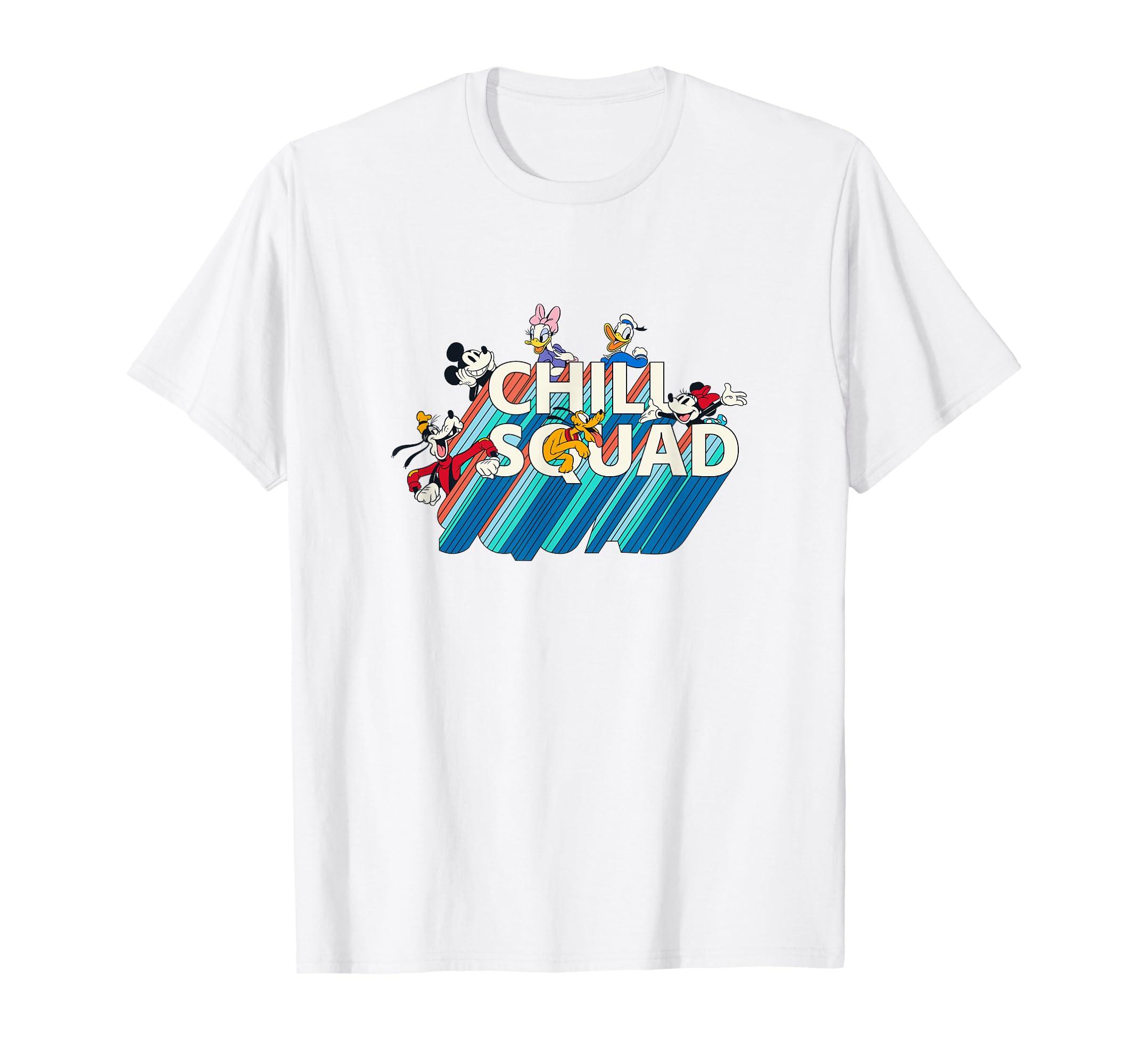 Disney Mickey Friends Rainbow Retro Chill Squad Logo & T-Shirt белый