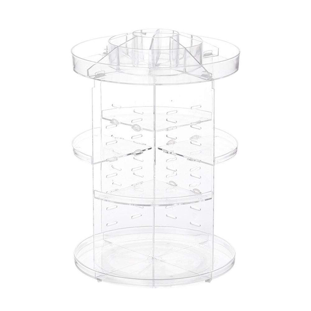 

Rotating Cosmetic Organizer Makeup Skincare Products PS Storage Rack Transparent Vanity Stand A