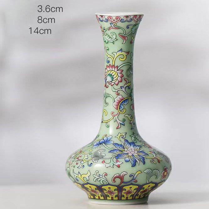 Enamel Flower Vase Decoration New Chinese Retro TV Cabinet Decoration Ceramic Minimalist Chinese Flower Arrangement Vase ZF517