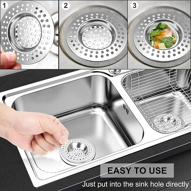 4 Pcs Stainless Steel Kitchen Sink Strainer Plug Drain Hair Catcher Sink Stopper Drain Filter Standard Strainer Drain Protector