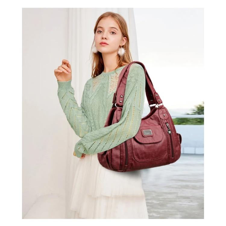 Retro Leather Shoulder Bag Female Multi-pockets Crossbody Bag Fashion Large Capacity Women Handbag New Messenger Bag Tote Purse