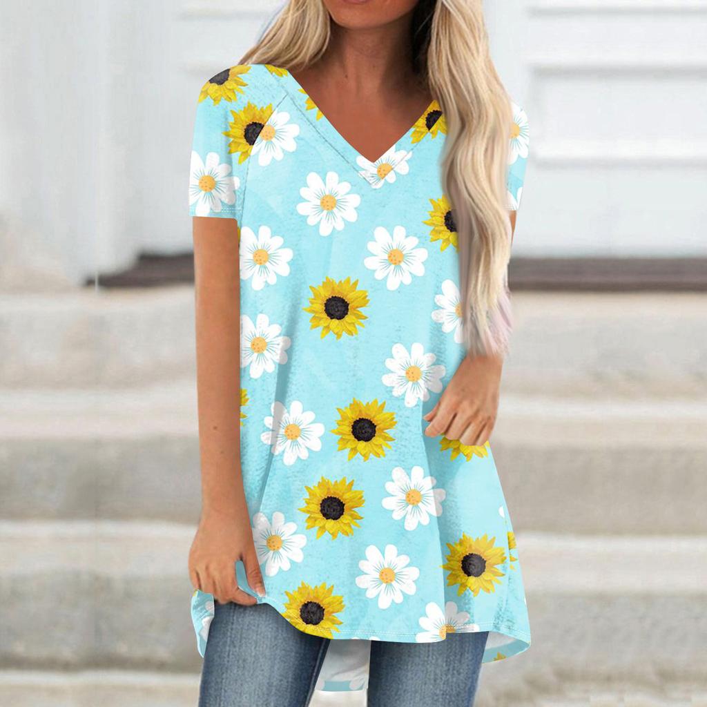 Damen Kurzarm Plissee Lose Tops Plus Size Casual Tops V-Ausschnitt Kurze Ärmel Casual Sommer T-Shirts Damen Tops T-Shirts Shirts