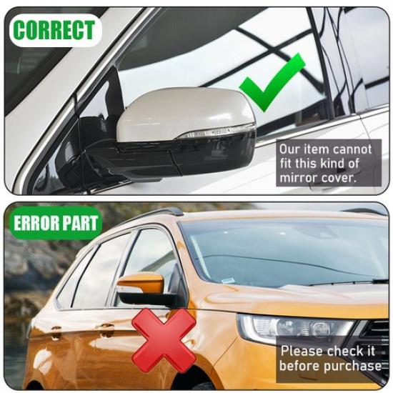 LH+RH Gloss Black Rearview Side Mirror Cover Caps Trim For Ford Edge 2015-2021