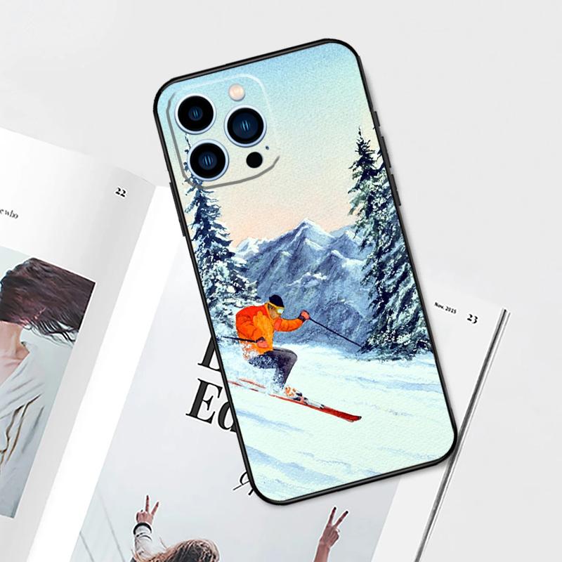 Skiing Snow Snowboard Ski Case For iPhone 17 Pro Max 14 13 12 11 15 16 Pro Max mini 15 Plus 16e 17 Air Phone Cover