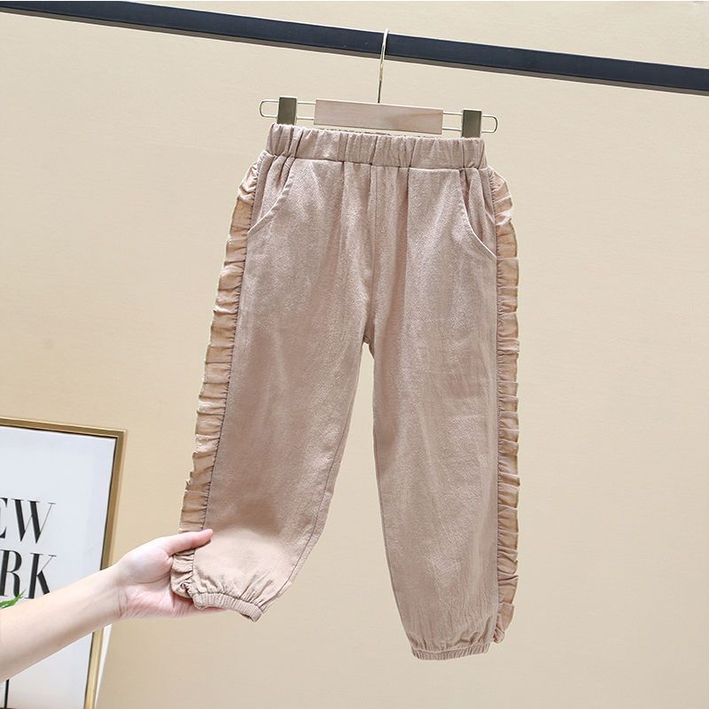 

Брюки для девочек с защитой от комаров, летние тонкие детские свободные брюки, широкие брюки, брюки для девочек с защитой от комаров 140