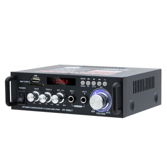 1 Set Power Amplifier Bluetooth-compatible 2.0 Channel 60Wx2 USB/SD/RCA/MIC/FM Input HiFi 300W Peak Sound Amplifier Home Supply