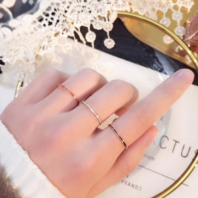 Rings for Women Titanium Steel Rose Gold Color Jewelry Men Simple Wedding Couple Tail Width 1mm Stackable Thin Circle