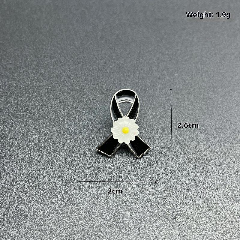 1Pcs French Romantic Pearl Brooches Jewelry Black Ribbon Awareness Pin Funeral Ribbon Badges Diy Accessories