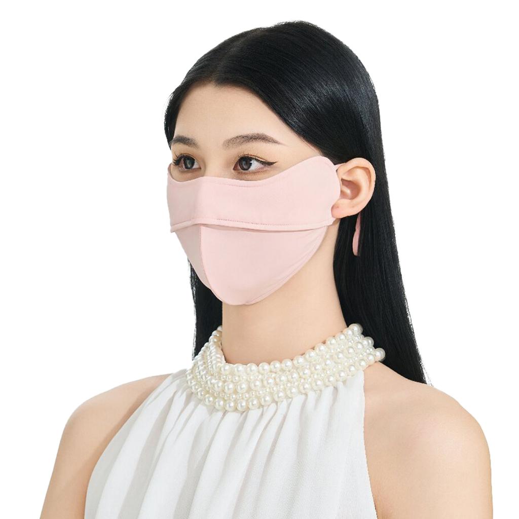 Women 3D Stereo Sun Protection Mask UPF50+, Ice Silk Anti Ultraviolet Face Mask, Eyewrap Design Adjustable String Breathable Summer Outdoor Mask