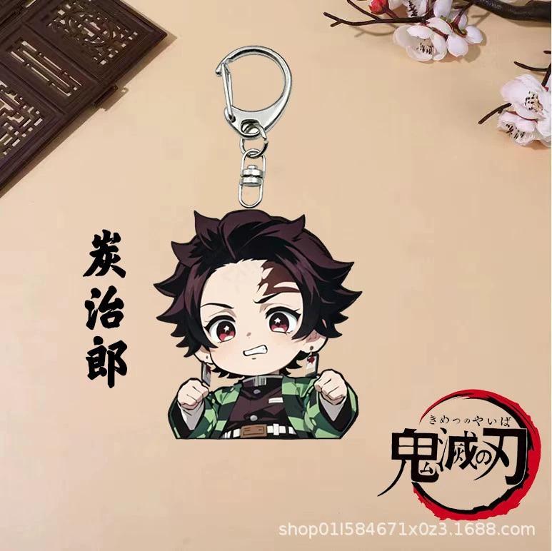 Keychain Pendant Anime Demon Slayer Kimetsu No Yaiba Kamado Tanjirou Double Sided HD Bag Pendant Gift For Fans Cosplay Props Jewelry Gift