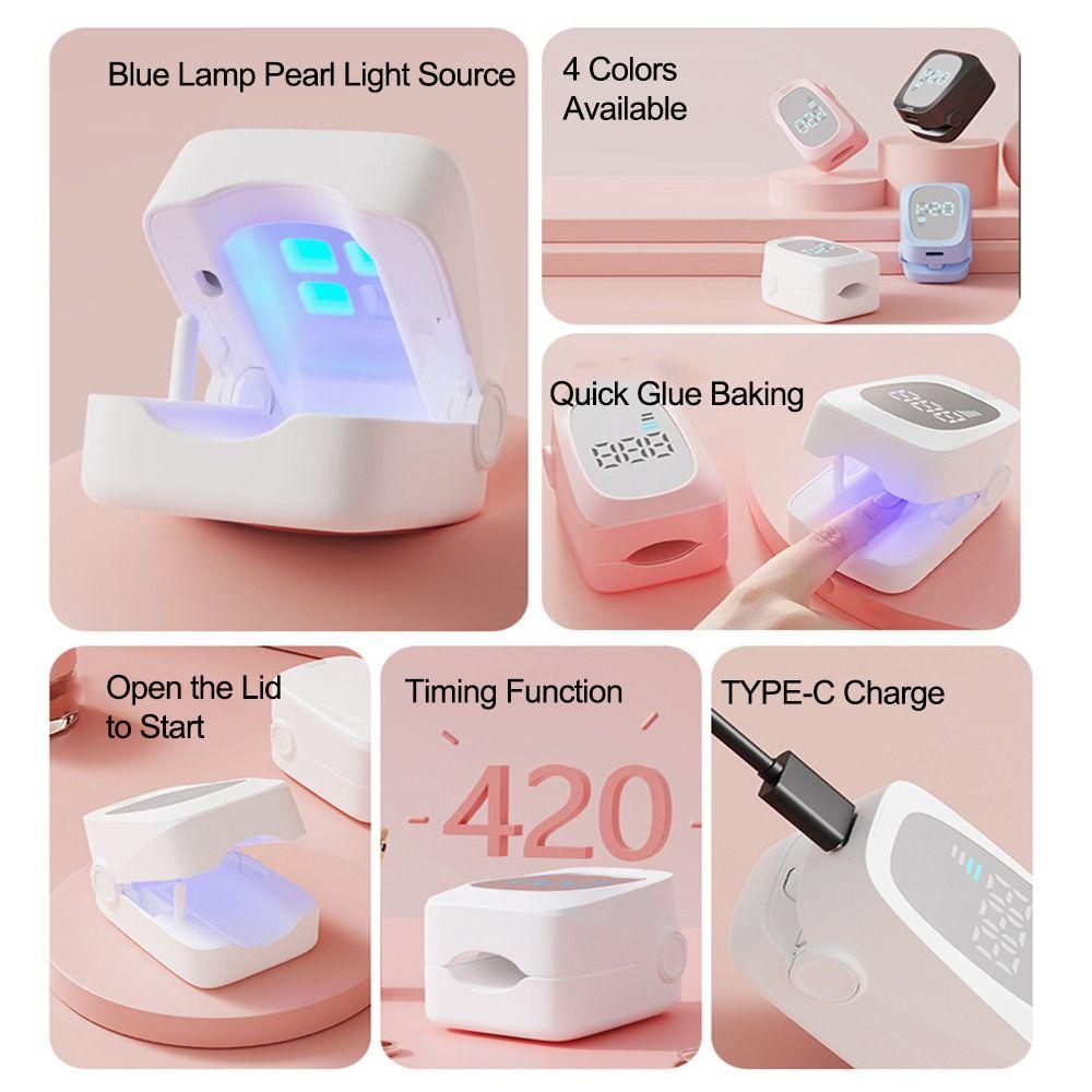 Rechargeable Phototherapy Curing Lamp with Timer Quick Dry Timing Nail Dryer Light Auto Off Nails Art Tools