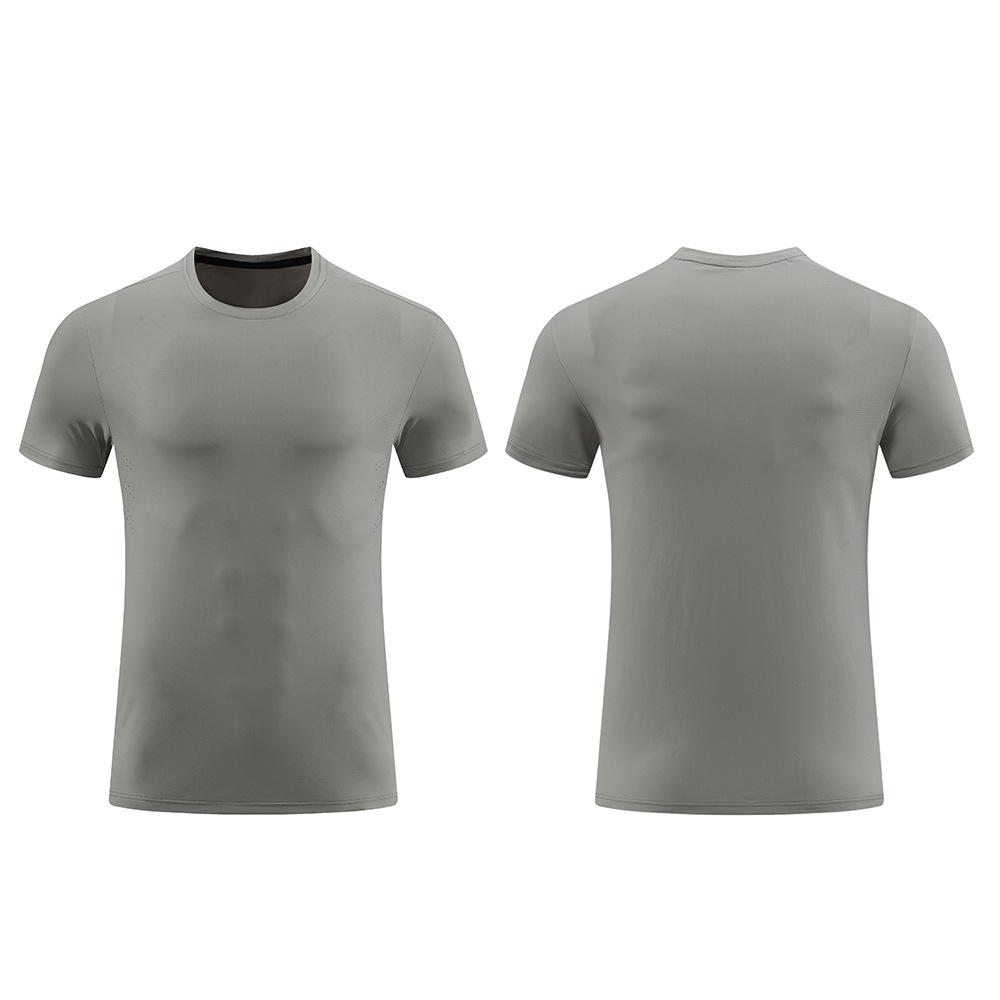 Men's Quick-Dry Ice Silk Stretch T-Shirt: Round Neck, Breathable, Short Sleeve, Sun-Protective, Summer Fitness Running Top.