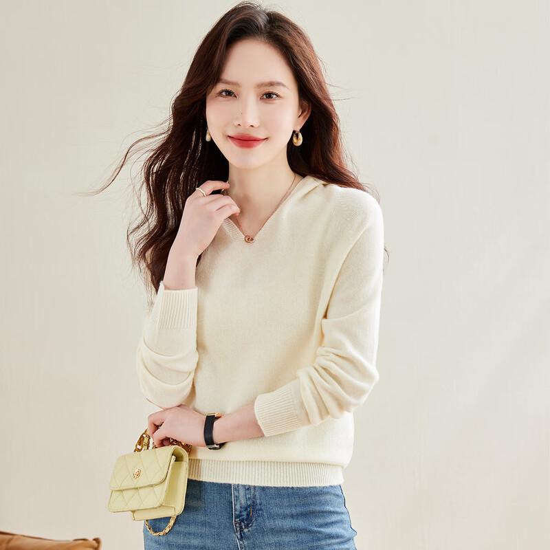 SNOWFLYING Women's Hooded 100% Wool Sweater