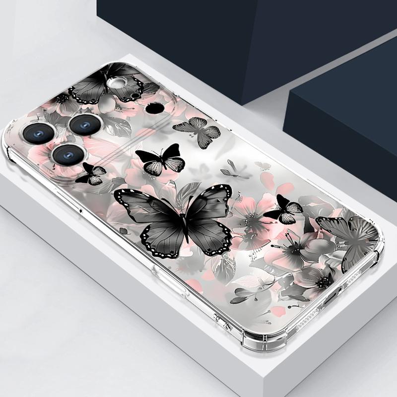 Multi-color Butterfly Pattern Case For iPhone 17 Pro Max Coque iPhone 16 15 14 13 Pro Max 11 Shockproof Clear Soft Silicone Cover
